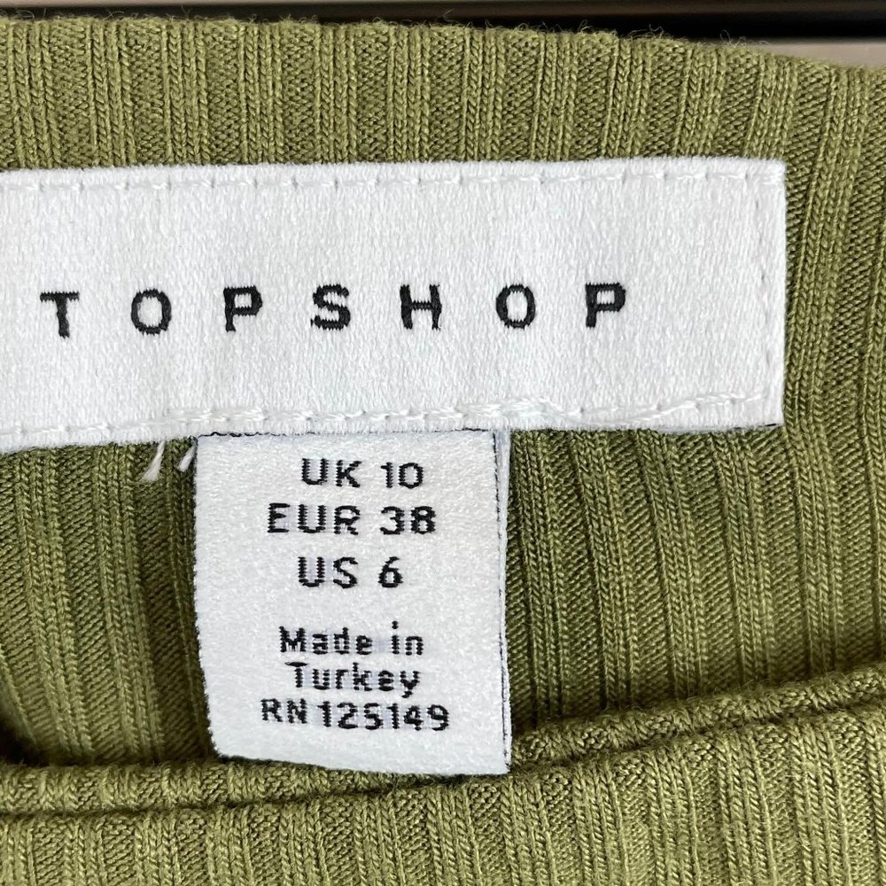 Topshop olive green ribbed lined cropped strapless bandeau tube top 6 or small - Picture 9 of 12